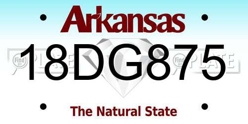 18DG875 Arkansas License Plate