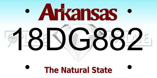 18DG882 Arkansas License Plate