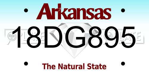 18DG895 Arkansas License Plate