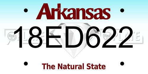 18ED622 Arkansas License Plate