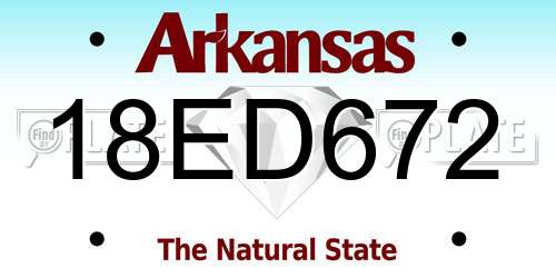 18ED672 Arkansas License Plate