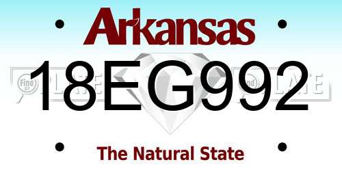18EG992 Arkansas License Plate
