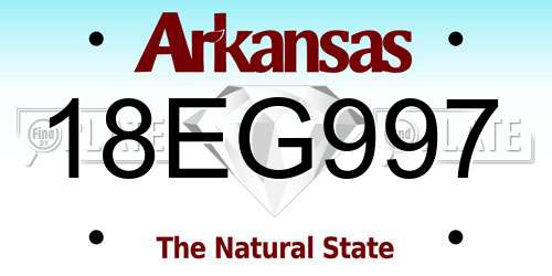 18EG997 Arkansas License Plate