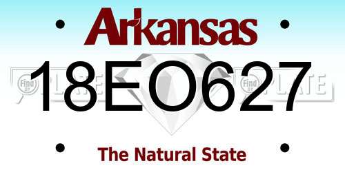 18EO627 Arkansas License Plate