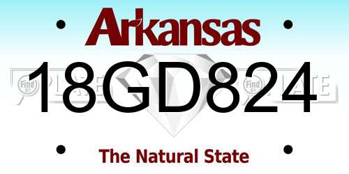 18GD824 Arkansas License Plate