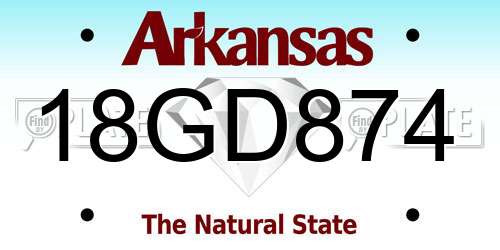 18GD874 Arkansas License Plate