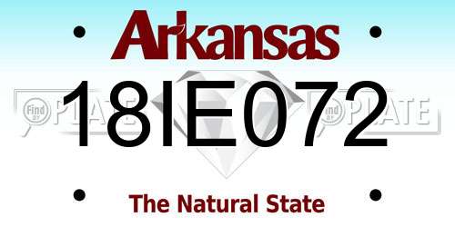 18IE072 Arkansas License Plate