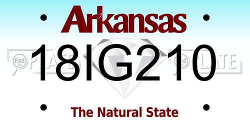 18IG210 Arkansas License Plate