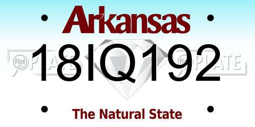 18IQ192 Arkansas License Plate
