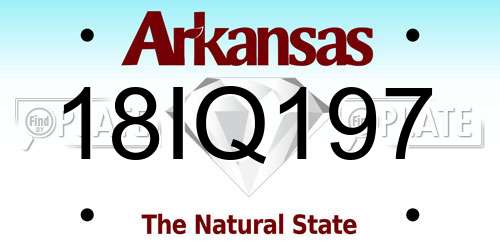 18IQ197 Arkansas License Plate