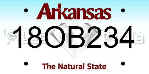 18OB234 Arkansas License Plate