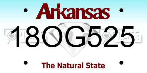 18OG525 Arkansas License Plate