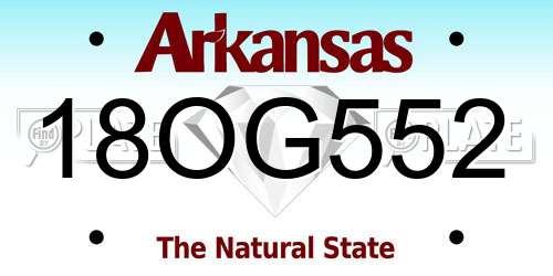 18OG552 Arkansas License Plate