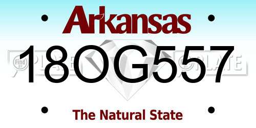 18OG557 Arkansas License Plate