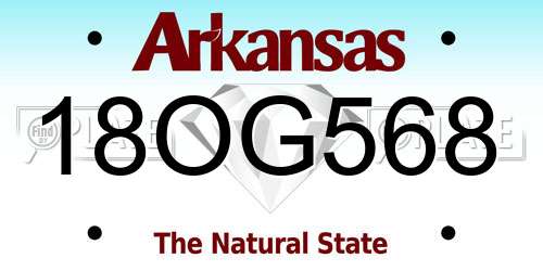 18OG568 Arkansas License Plate