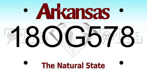 18OG578 Arkansas License Plate