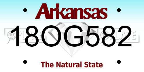 18OG582 Arkansas License Plate
