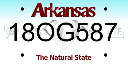18OG587 Arkansas License Plate