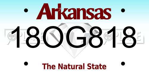 18OG818 Arkansas License Plate