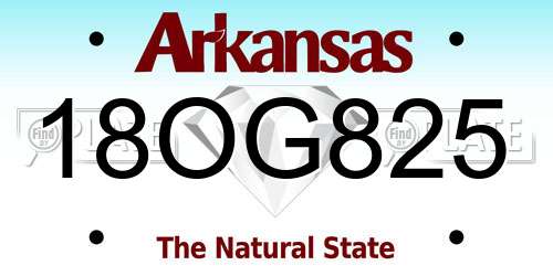 18OG825 Arkansas License Plate