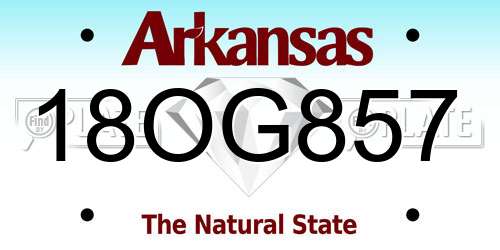 18OG857 Arkansas License Plate