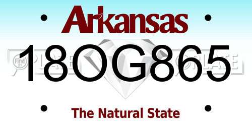 18OG865 Arkansas License Plate