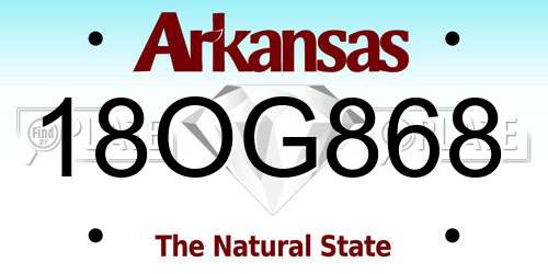 18OG868 Arkansas License Plate