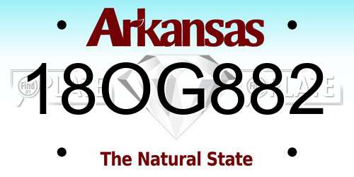 18OG882 Arkansas License Plate