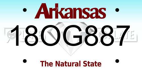 18OG887 Arkansas License Plate
