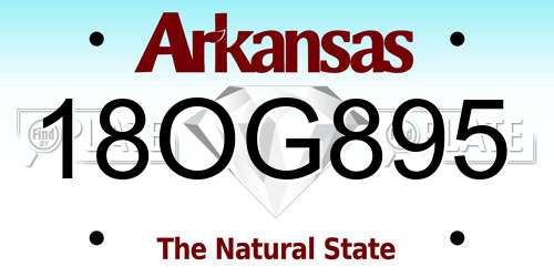 18OG895 Arkansas License Plate