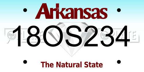 18OS234 Arkansas License Plate
