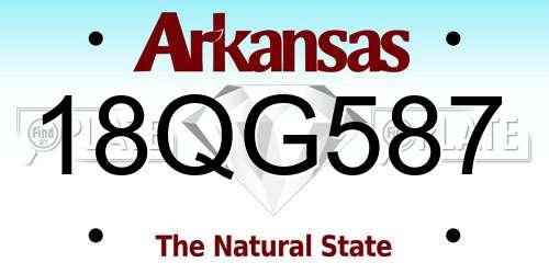 18QG587 Arkansas License Plate