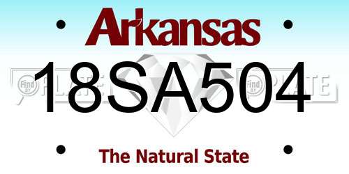 18SA504 Arkansas License Plate