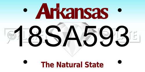 18SA593 Arkansas License Plate
