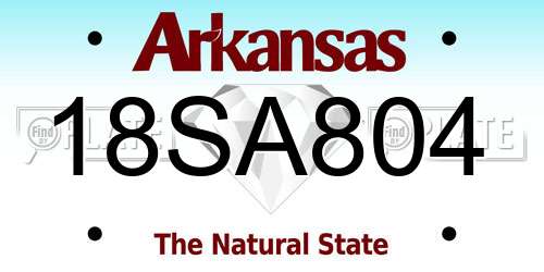 18SA804 Arkansas License Plate