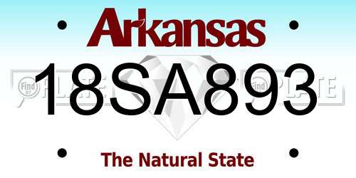 18SA893 Arkansas License Plate