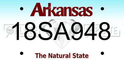 18SA948 Arkansas License Plate