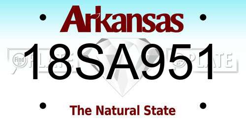 18SA951 Arkansas License Plate