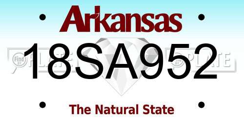 18SA952 Arkansas License Plate