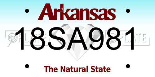 18SA981 Arkansas License Plate