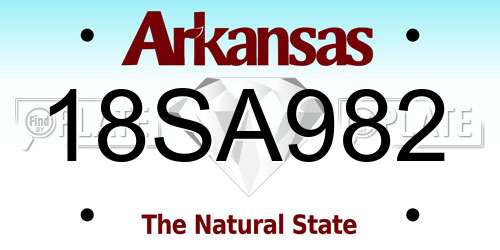 18SA982 Arkansas License Plate