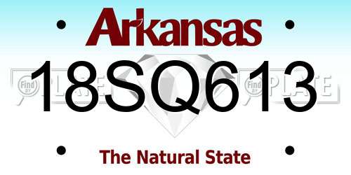 18SQ613 Arkansas License Plate