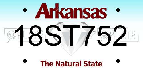 18ST752 Arkansas License Plate
