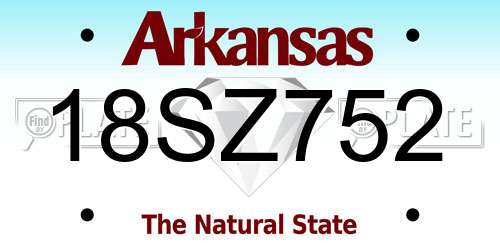 18SZ752 Arkansas License Plate