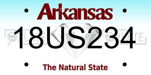 18US234 Arkansas License Plate