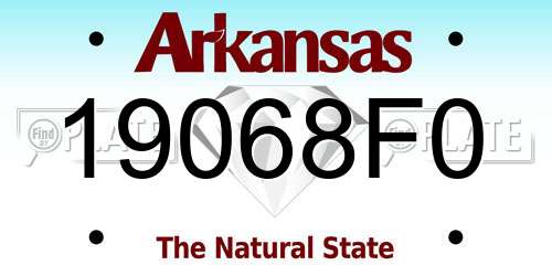19068F0 Arkansas License Plate
