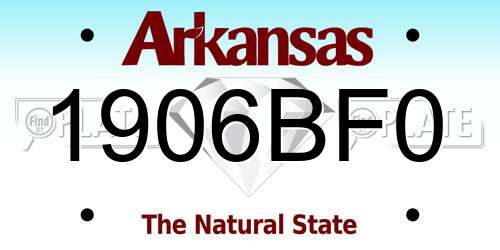 1906BF0 Arkansas License Plate