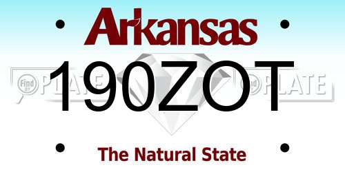 190ZOT Arkansas License Plate
