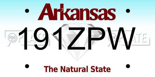 191ZPW Arkansas License Plate