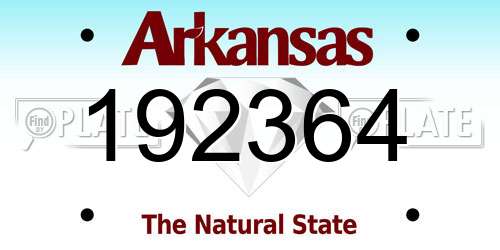 192364 Arkansas License Plate